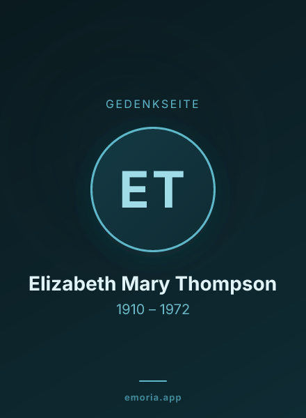 Gedenkportrait von Elizabeth Mary Thompson