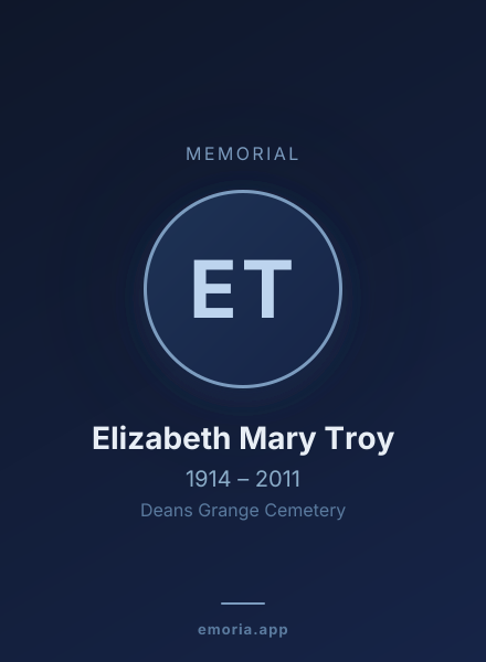 Memorial portrait of Elizabeth Mary Troy