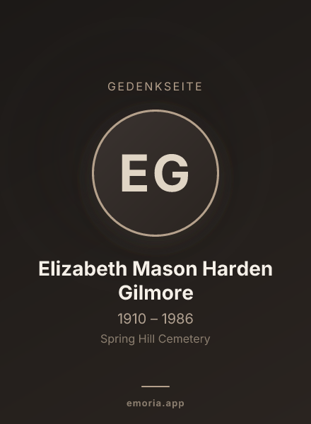 Gedenkportrait von Elizabeth Mason Harden Gilmore