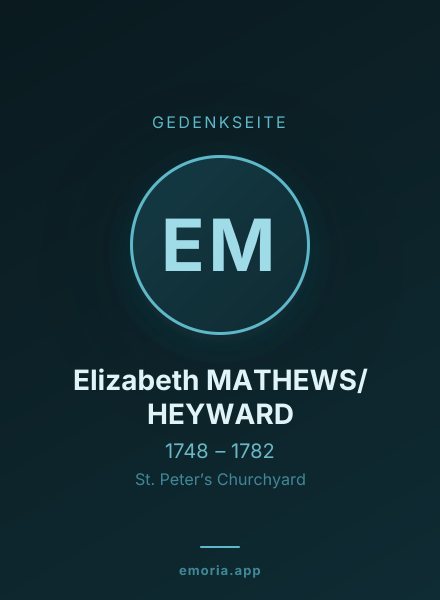 Gedenkportrait von Elizabeth MATHEWS/HEYWARD