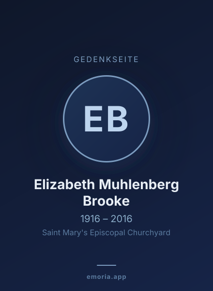 Gedenkportrait von Elizabeth Muhlenberg Brooke