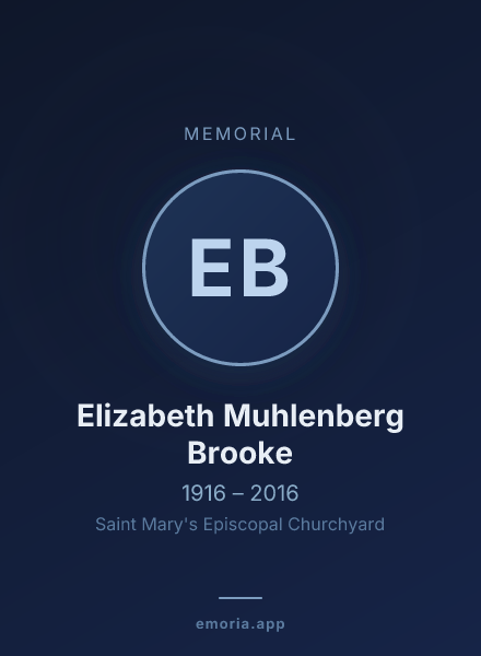 Memorial portrait of Elizabeth Muhlenberg Brooke