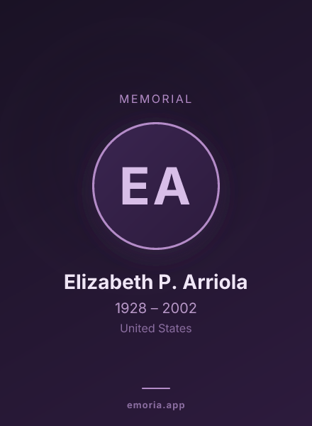 Memorial portrait of Elizabeth P. Arriola