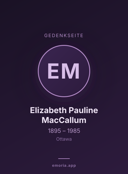 Gedenkportrait von Elizabeth Pauline MacCallum