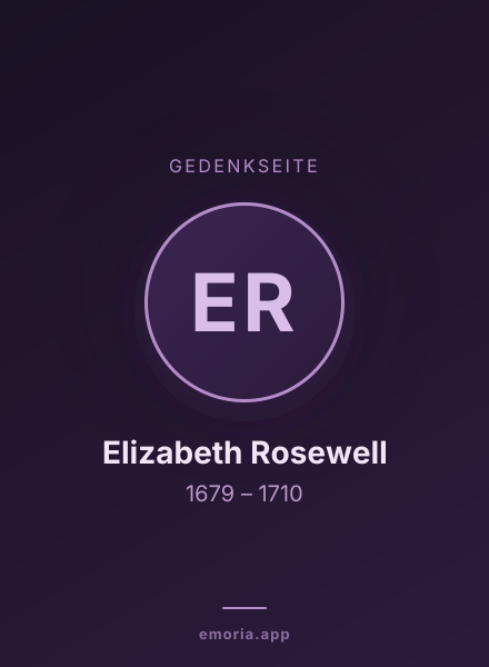 Gedenkportrait von Elizabeth Rosewell