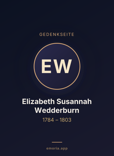 Gedenkportrait von Elizabeth Susannah Wedderburn