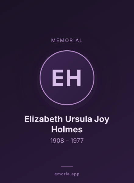 Memorial portrait of Elizabeth Ursula Joy Holmes