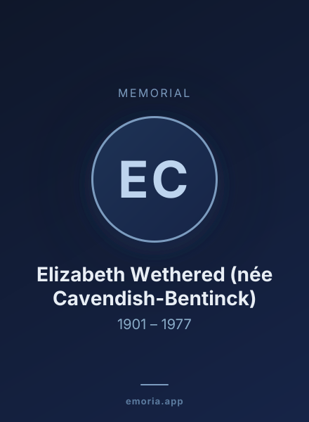 Memorial portrait of Elizabeth Wethered (née Cavendish-Bentinck)