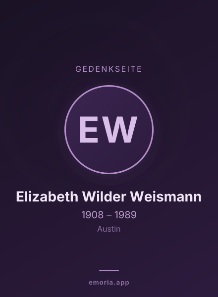 Gedenkportrait von Elizabeth Wilder Weismann