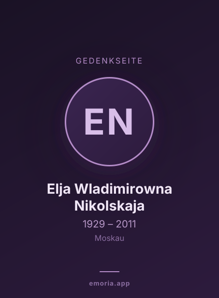 Gedenkportrait von Elja Wladimirowna Nikolskaja