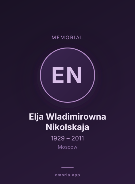 Memorial portrait of Elja Wladimirowna Nikolskaja