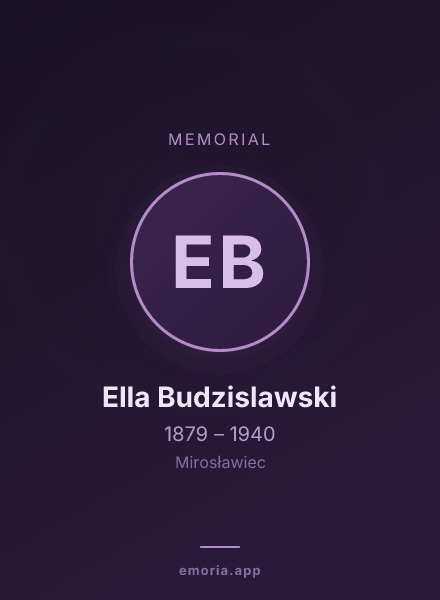 Memorial portrait of Ella Budzislawski