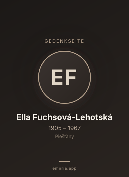Gedenkportrait von Ella Fuchsová-Lehotská
