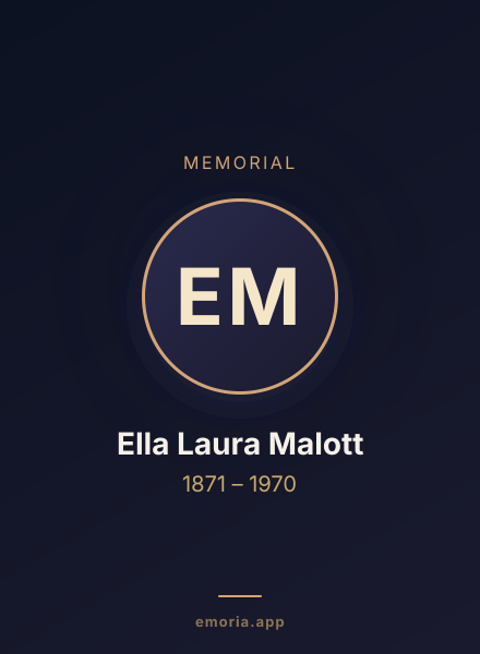 Memorial portrait of Ella Laura Malott