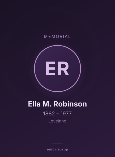 Memorial portrait of Ella M. Robinson