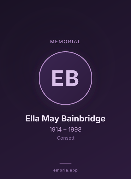 Memorial portrait of Ella May Bainbridge