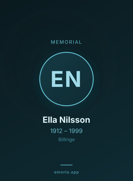 Memorial portrait of Ella Nilsson