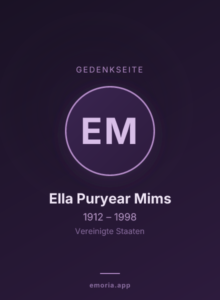 Gedenkportrait von Ella Puryear Mims