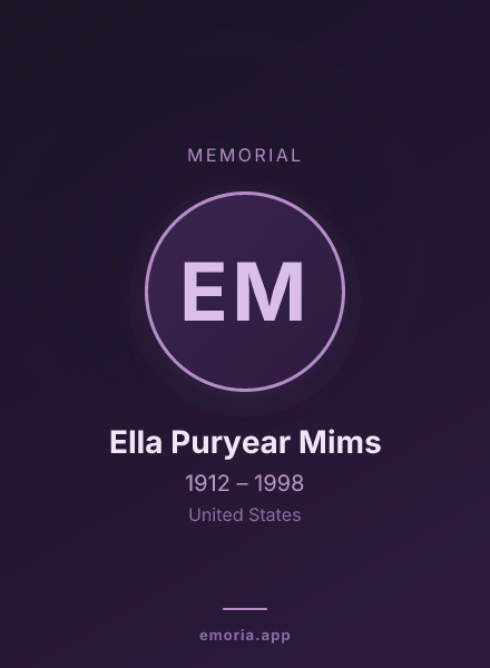 Memorial portrait of Ella Puryear Mims