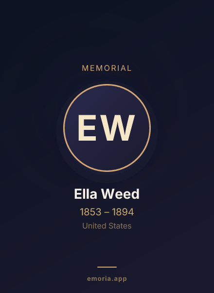 Memorial portrait of Ella Weed