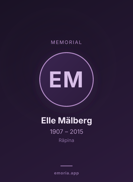 Memorial portrait of Elle Mälberg