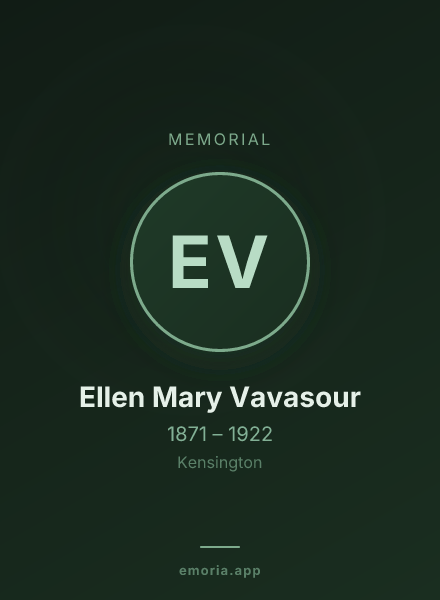 Memorial portrait of Ellen Mary Vavasour