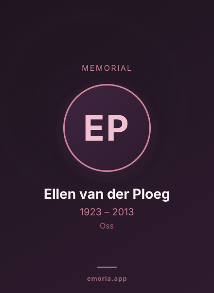 Memorial portrait of Ellen van der Ploeg