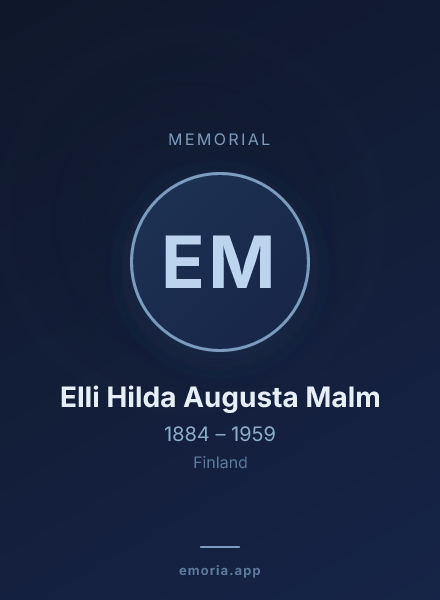 Memorial portrait of Elli Hilda Augusta Malm