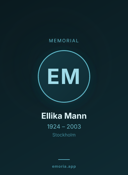 Memorial portrait of Ellika Mann