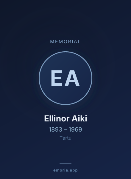 Memorial portrait of Ellinor Aiki