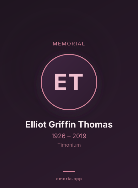 Memorial portrait of Elliot Griffin Thomas
