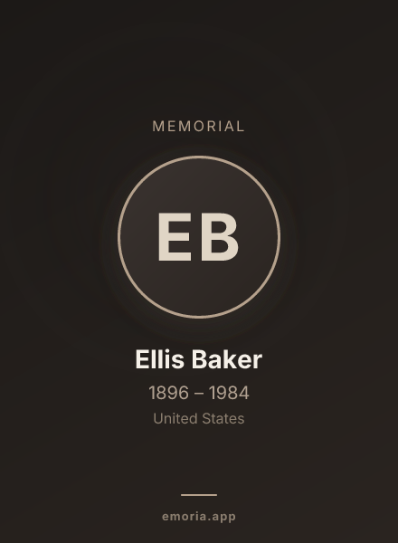 Memorial portrait of Ellis Baker