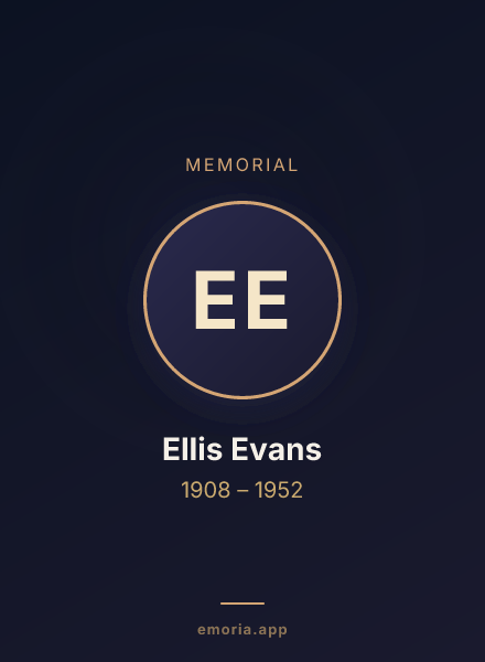 Memorial portrait of Ellis Evans