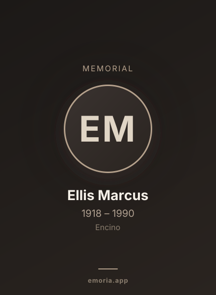 Memorial portrait of Ellis Marcus