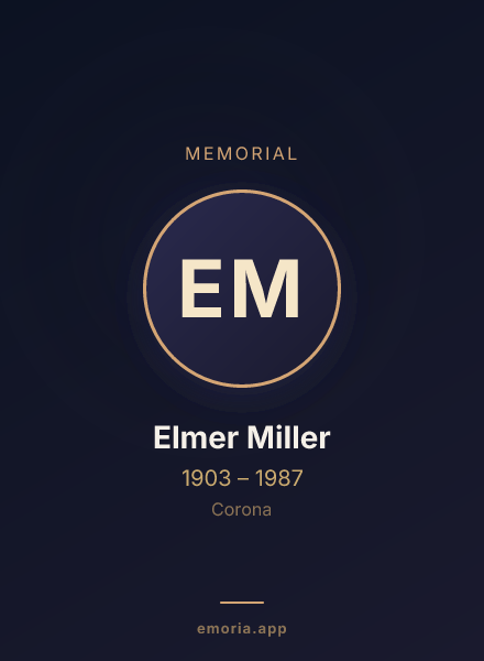 Memorial portrait of Elmer Miller