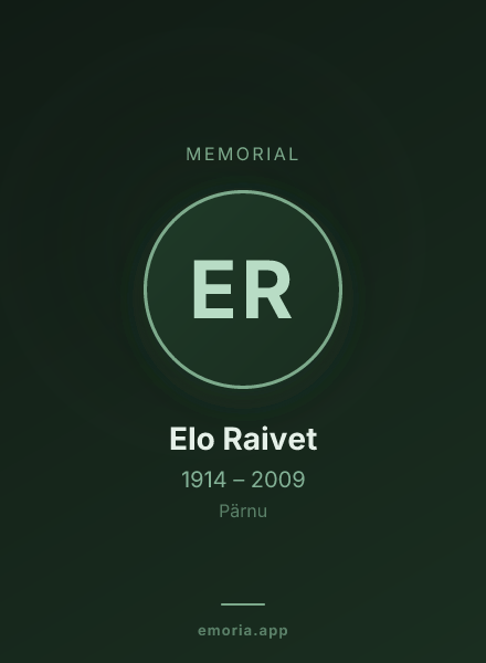 Memorial portrait of Elo Raivet