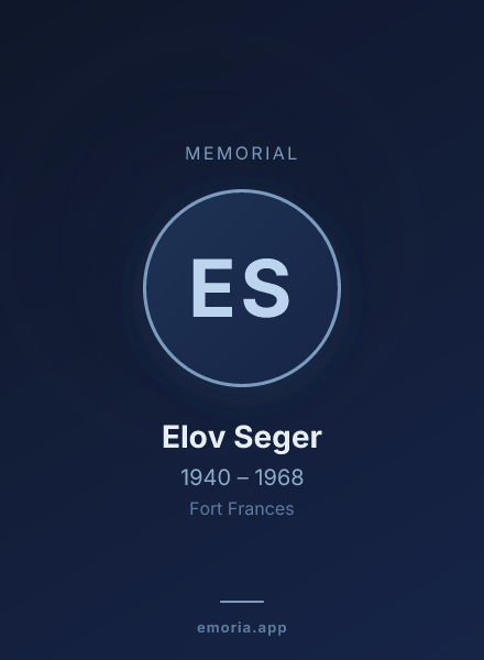Memorial portrait of Elov Seger