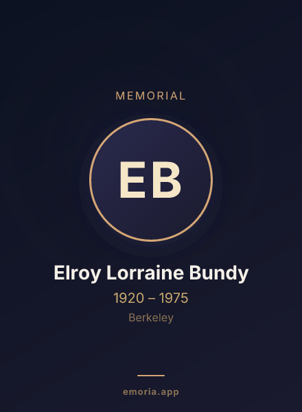 Memorial portrait of Elroy Lorraine Bundy