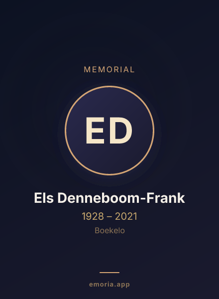Memorial portrait of Els Denneboom-Frank