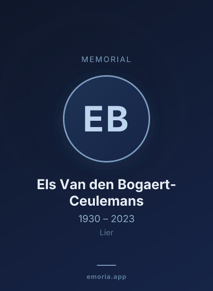 Memorial portrait of Els Van den Bogaert-Ceulemans