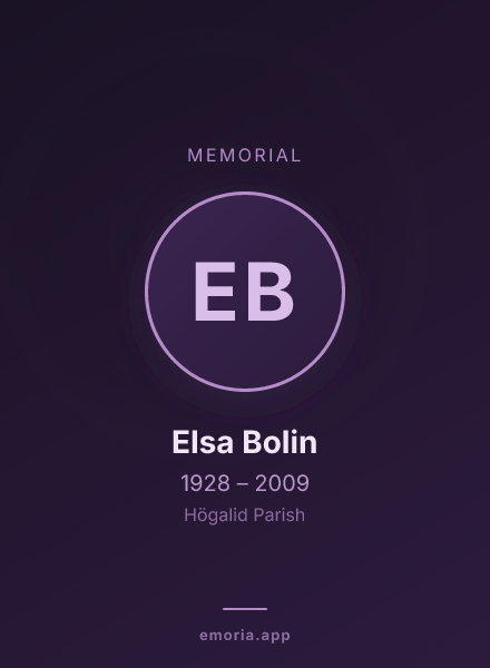 Memorial portrait of Elsa Bolin