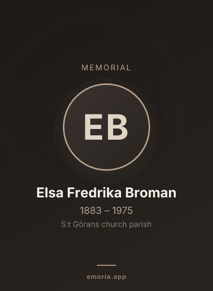 Memorial portrait of Elsa Fredrika Broman