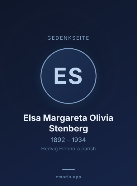 Gedenkportrait von Elsa Margareta Olivia Stenberg
