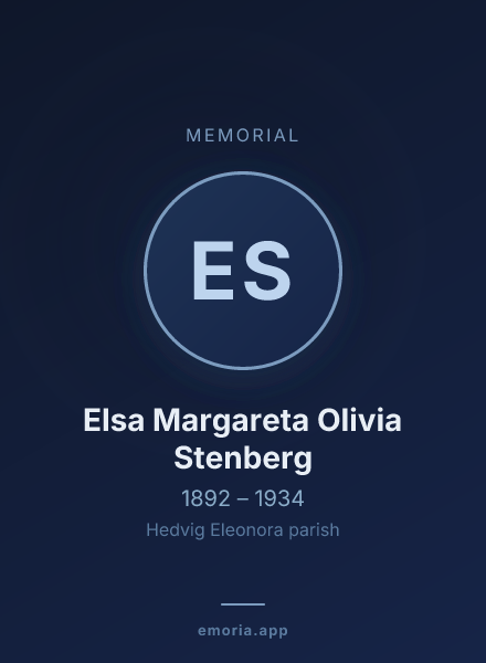 Memorial portrait of Elsa Margareta Olivia Stenberg