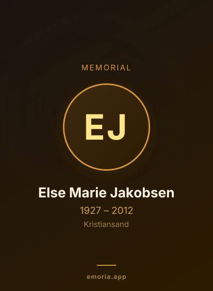 Memorial portrait of Else Marie Jakobsen