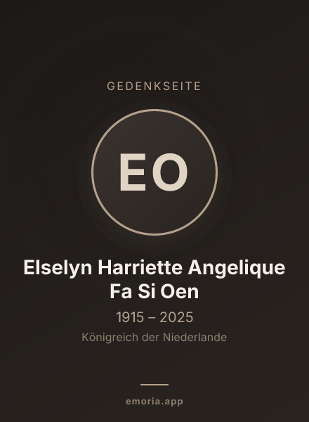 Gedenkportrait von Elselyn Harriette Angelique Fa Si Oen