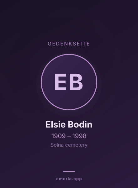 Gedenkportrait von Elsie Bodin