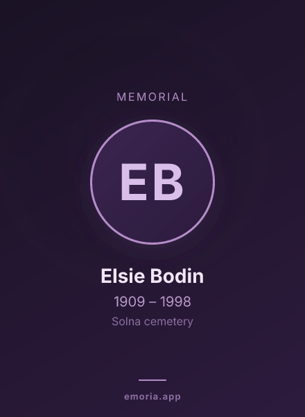 Memorial portrait of Elsie Bodin