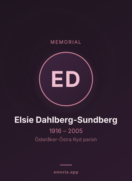 Memorial portrait of Elsie Dahlberg-Sundberg