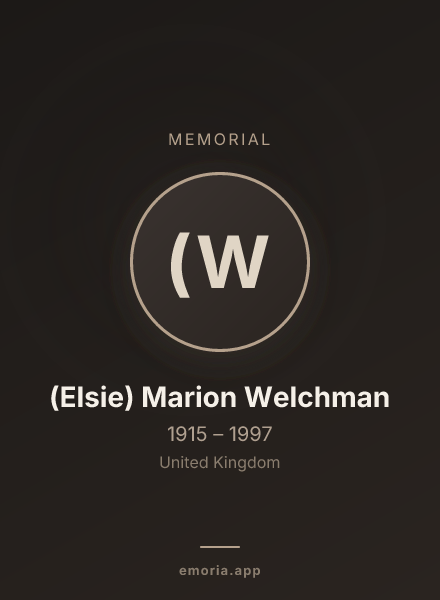 Memorial portrait of (Elsie) Marion Welchman